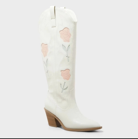Universal Thread Shoes - Women's Dixie Bone Floral Western Cowboy Boots W/ Memory Foam Insole